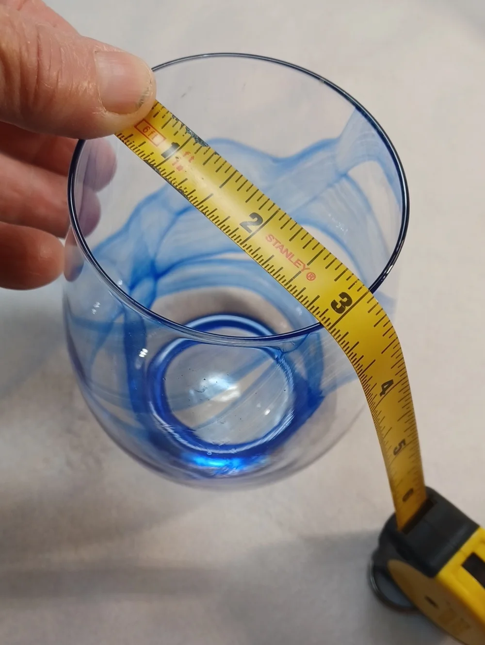 pier 1 imports hand blown blue swirl stemless glasses set of 2 art glass tumbler